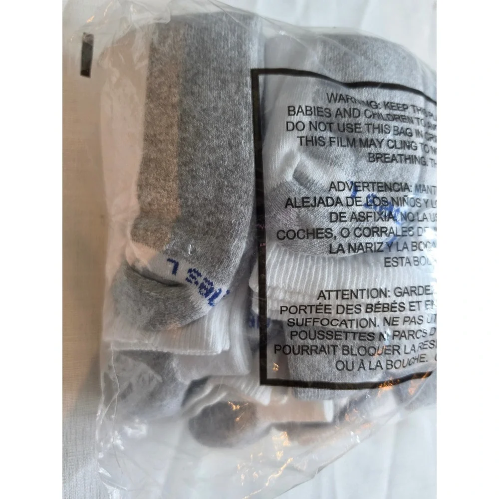 Hanes Mens Crew Socks 8 Pair Pack White Grey Athletic Cushioned Comfort Socks